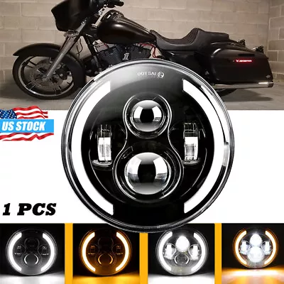 7 INCH LED Headlight Amber/White Angle Eye DRL For Yamaha V Star 1100 XVS1100 • $31.99