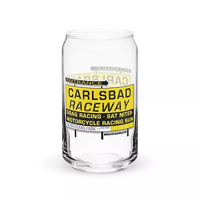 Carlsbad Raceway Entry Sign Moto Can-shaped Drinking Glass  Vintage MX Motocross • $20