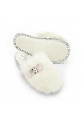 Pretty You Octavia Mule White Bridal Wedding Slippers • £22.49