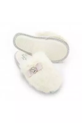Pretty You Octavia Mule White Bridal Wedding Slippers • £22.49