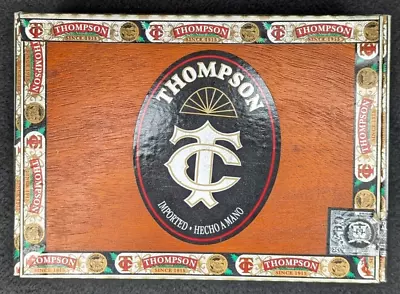 Cigar Box Empty Thompson Wood Paper Hinged Held 60 Cigars Dominican Republic • $17