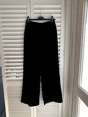 Primark Black Velvet Wide Leg Trousers - UK10 • £4