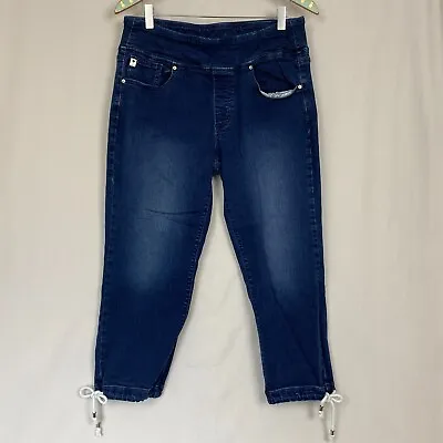 Belle Kim Gravel Jeans Womens 14 TripleLuxe Denim Pull-On Capri 32x22 A397122 • $19.99