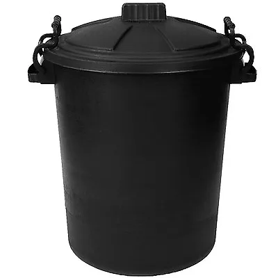 BLACK 50 Litre Heavy Duty Plastic Bin Dustbin Storage Unit With Lid Garden/ • £19.95