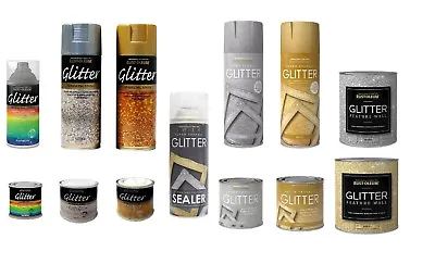 Glitter Paint Gold Silver Rainbow Spray Brush Toy Safe Wall Craft Hobby Top Coat • £10.75