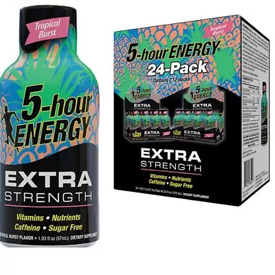 5-HOUR Energy Extra Strength Shot-Tropical Burst -24 COUNT! - 1.93 Oz. EA - NEW! • $42.12