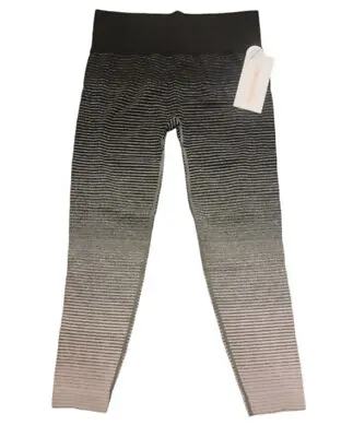 Marika Women’s Black/Gray/Pink Ombré Striped Sydney Leggings SZ L NWT • $17.99