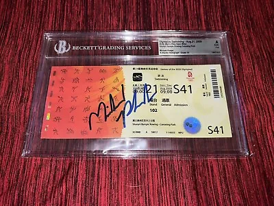 Michael Phelps Signed Beijing 2008 Olympic Ticket 28 Gold Medals USA BAS Auto 10 • $1499.99