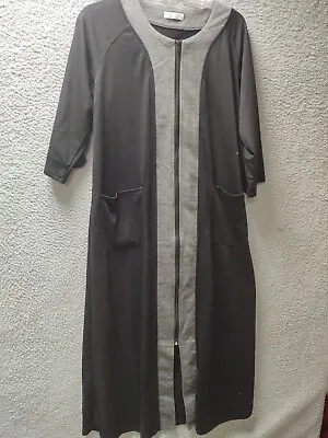 Ekouaer Gown Sleepwear Front Full Zip Womens Medium Gray Black Pockets 1127 • £31.81