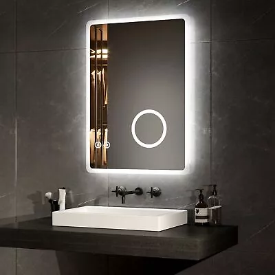 EMKE Bathroom LED Mirror Lights With Shaver Socket 3x Magnifier Demister Touch • £79.79