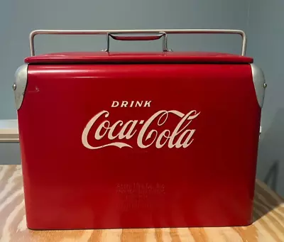 Vintage Coca Cola Cooler Action Mfg Ice Chest Metal 1950s Mid Century Modern • $199