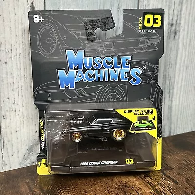 Muscle Machines ~ 1966 Dodge Charger ~ Black/gold Wheels Chase ~ #03 • $9