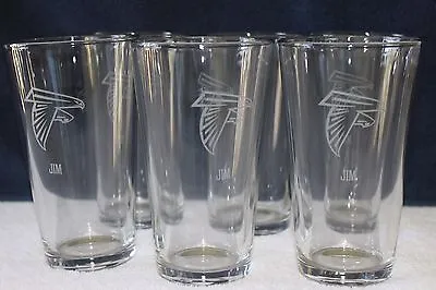6 POTTERY BARN NFL Beer Pint Glasses ATLANTA FALCONS NWT  JIM  Free Shipping  • $65