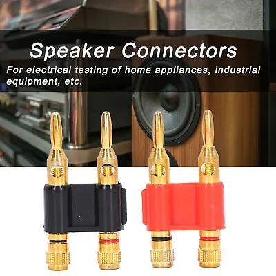 Dual Banana Plugs Gold Plated Connectors 2Pcs For 12‑18 AWG Speaker Wire • £8.44