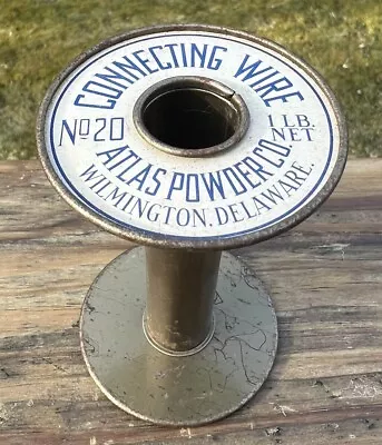 Antique Atlas Powder Company Connecting Wire Metal Spool #20 3.5” Tall Delaware  • $13.99