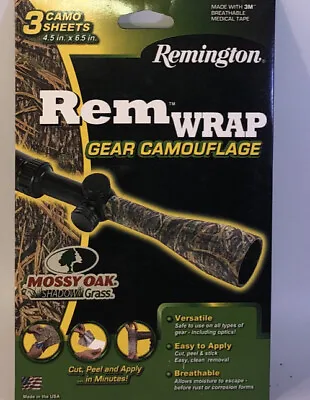 REMINGTON #17465 REM WRAP CAMOUFLAGE TAPE-MOSSY OAK SHADOW GRASS-3pcs 4.5”x6.5” • $22.88