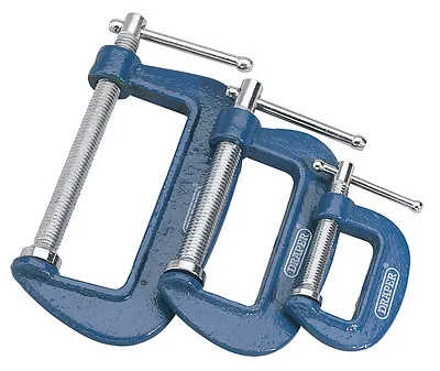 Draper 3 Piece C Clamp Set G Clamp 25/50/75mm 36779 Clamps • £15