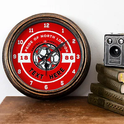 £22.95 • Buy Personalised Arsenal Clock Football Fan Bar Retro Round Hanging Wall Gift FBC02
