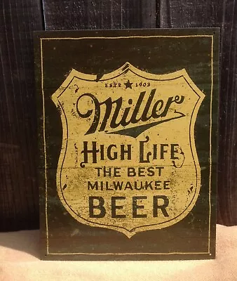 Miller High Life Milwaukee Beer Tin Metal Sign Shield Logo Wall Garage Classic  • $19.95