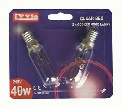 2 X Lyvia 40W Cooker Hood Appliance Light Bulb 240v SES E14 Extractor Fan Lamp • £4.17
