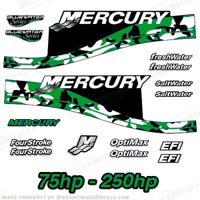 Fits Mercury 75hp - 250hp Decals - Green Camo • $109.95