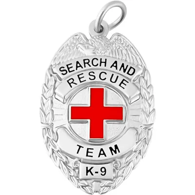 Search And Rescue Team K-9 Dog Tag Charm Silver Tone SAR Badge • $14.93