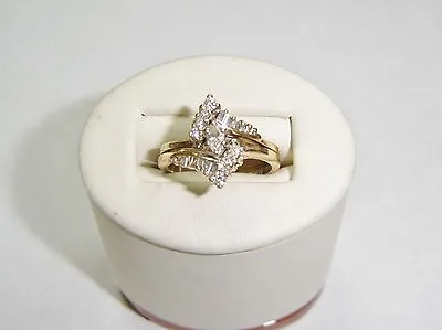 $798.38 • Buy 14k Yellow Gold Solitaire Diamond With Accent Diamonds Ring Size 6.5  512-h