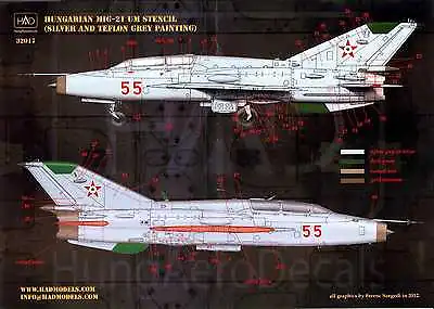 Hungarian Aero Decals 1/32 Hungarian MIKOYAN MiG-21 UM STENCIL SET • $9.99