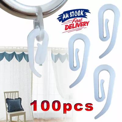 100 X Nylon Curtain Gather Hooks Plastic Pencil Boat Caravan Campe Pleat Lace • $6.99