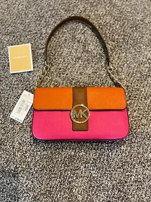 Michael Kors Fuschia/Tangerine Fulton Small Purse Gold Accents Snap Closure • $45