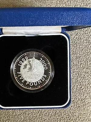 1999/2000 Millennium Silver Proof £5 Coin Case & COA. • £32.95