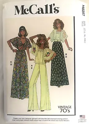 McCall's Vintage 70s Maxi Skirt Palazzo Pants Peasant Top L-XXL Pattern 8257 • $12.99