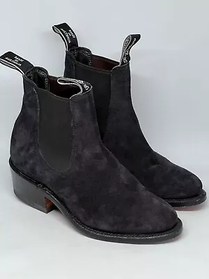 Rm Williams Yearling Black Suede Leather Boots Au 5 Us 5 Uk 2.5 22cms As New! • $249