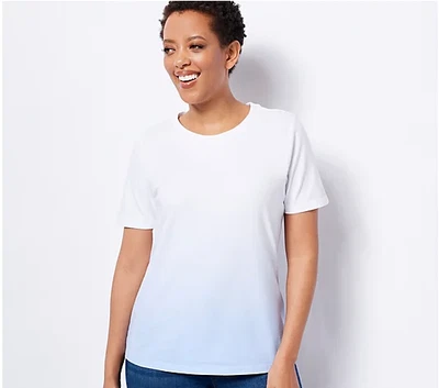 $16.82 • Buy Denim & Co. Dip Dye Perfect Jersey Round Neck Knit Top (Blue Haze, XL) A488238