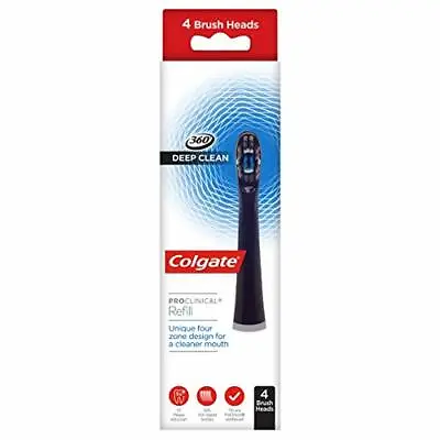 Colgate Omron Toothbrush Heads Proclinical 360 Deep Clean Black Pack 4 X Genuine • £21.63
