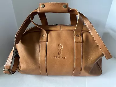 Links And Kings  Club Butter Soft Tan Leather Duffel Bag Piper Logo - Excellent • $85