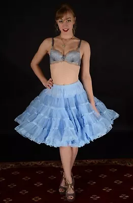 Vintage Look Extra Full Sams Powder Blue Petticoat With Lace Accents • $79.95