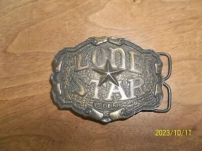 Vintage 1975 Bergamot Texas Lone Star Beer Belt Buckle Cowboy Americana USA • $48