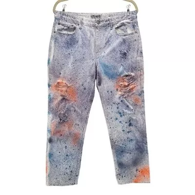 Lucky Brand Sienna Slim Boyfriend Cone Denim Spray Paint Jeans Womens 10/30 • £37.79