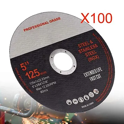100 X 5  125MM THIN ANGLE GRINDER CUT OFF METAL STEEL FLAP CUTTING DISC WHEEL • $61.49
