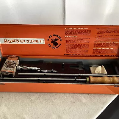 Vintage Marble’s 834 Universal Product Gun Cleaning Kit Orange Metal Box • $24