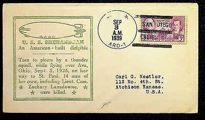 U.S.S. Shenandoah Dirigible Postal Cover 1939 Went Down Over Ava Ohio • $8.95