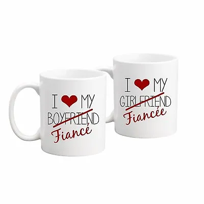 Fiance Coffee Her His Mug Set White Set Of 2 Engagement Gift Wedding Anniversary • £10