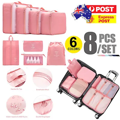$21.45 • Buy 8PCS Packing Cubes Luggage Organiser Clothes Travel Pouches Suitcase Storage Bag