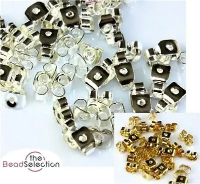 100 SILVER Or GOLD PLATED EARRING SCROLL BUTTERFLY BACKS STOPPERS FINDINGS • £2.39