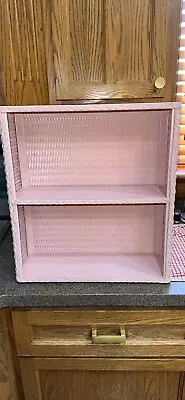 Vintage Open Wicker Wood Two (2) Shelf Standing Pink Shabby Chic • $49