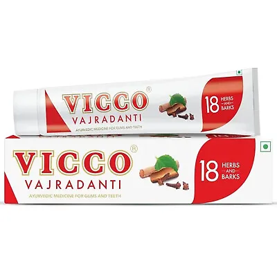 VICCO Vajradanti VEGAN Toothpaste Herbal Ayurvedic For Gums Healthy Teeth *NEW* • £4.95