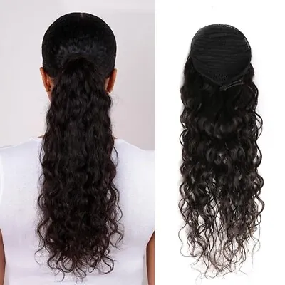 Water Wave Ponytail Hair Extensions 10-26inch Brazilian 100% Human Hair • $40