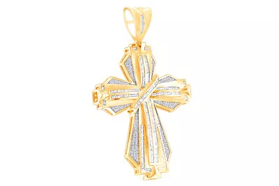 2Ct Baguette & Round Natural Diamond Cross Pendant Sterling Silver • $1282.82