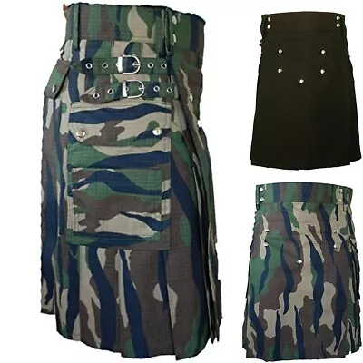 Fashion Skirt For Men Skirts Man Camouflage Kilt Kilt Party Plaid Contrast • $40.47